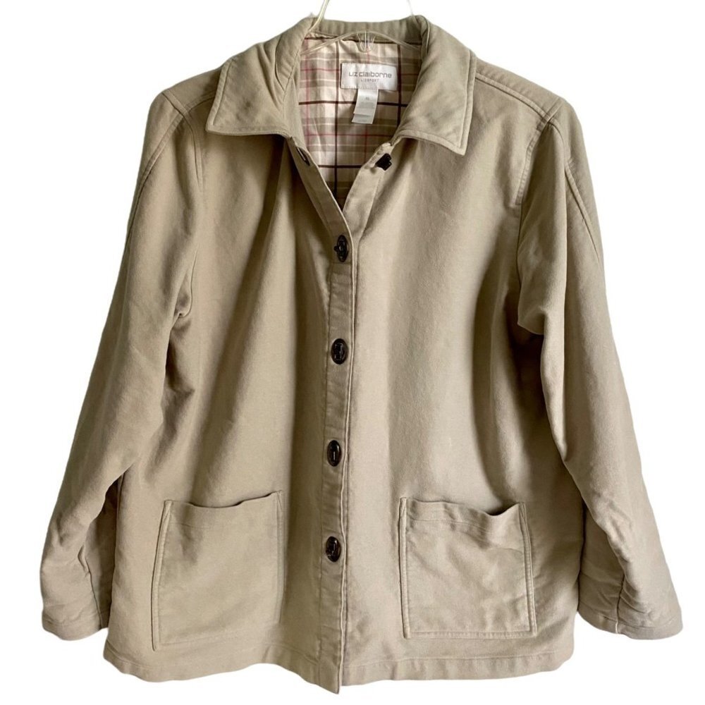Liz Claiborne LizSport Cotton Button Up Jacket with Pockets XL